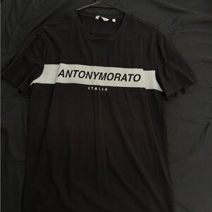 Antony Morato Black and Gray Short Sleeve Tee